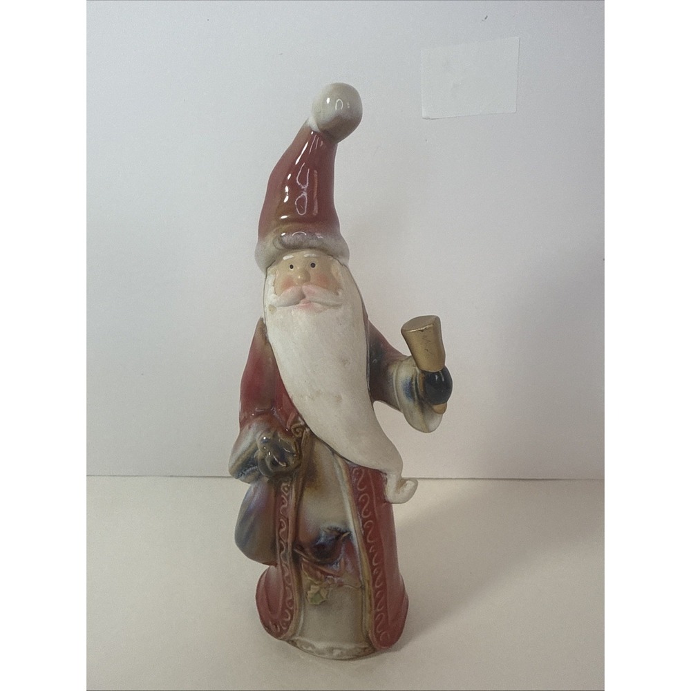 Vintage Hand Painted Old World Santa‎ Claus Glazed Pottery Figurine Decoration